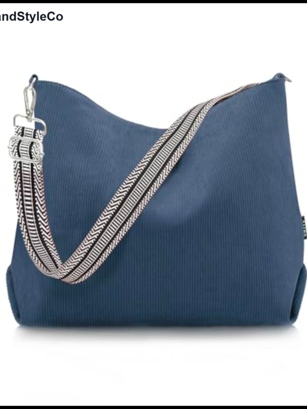 Corduroy Tote Bag with Zipper, Adjustable Shoulder Strap, Large Capacity for